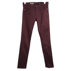 AG Adriano Goldschmied Jeans Womens Sz 26R Maroon The Stilt Cigarette Leg Skinny